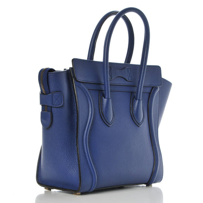 Celine Drummed Calfskin Micro Luggage Indigo 3 of 11
