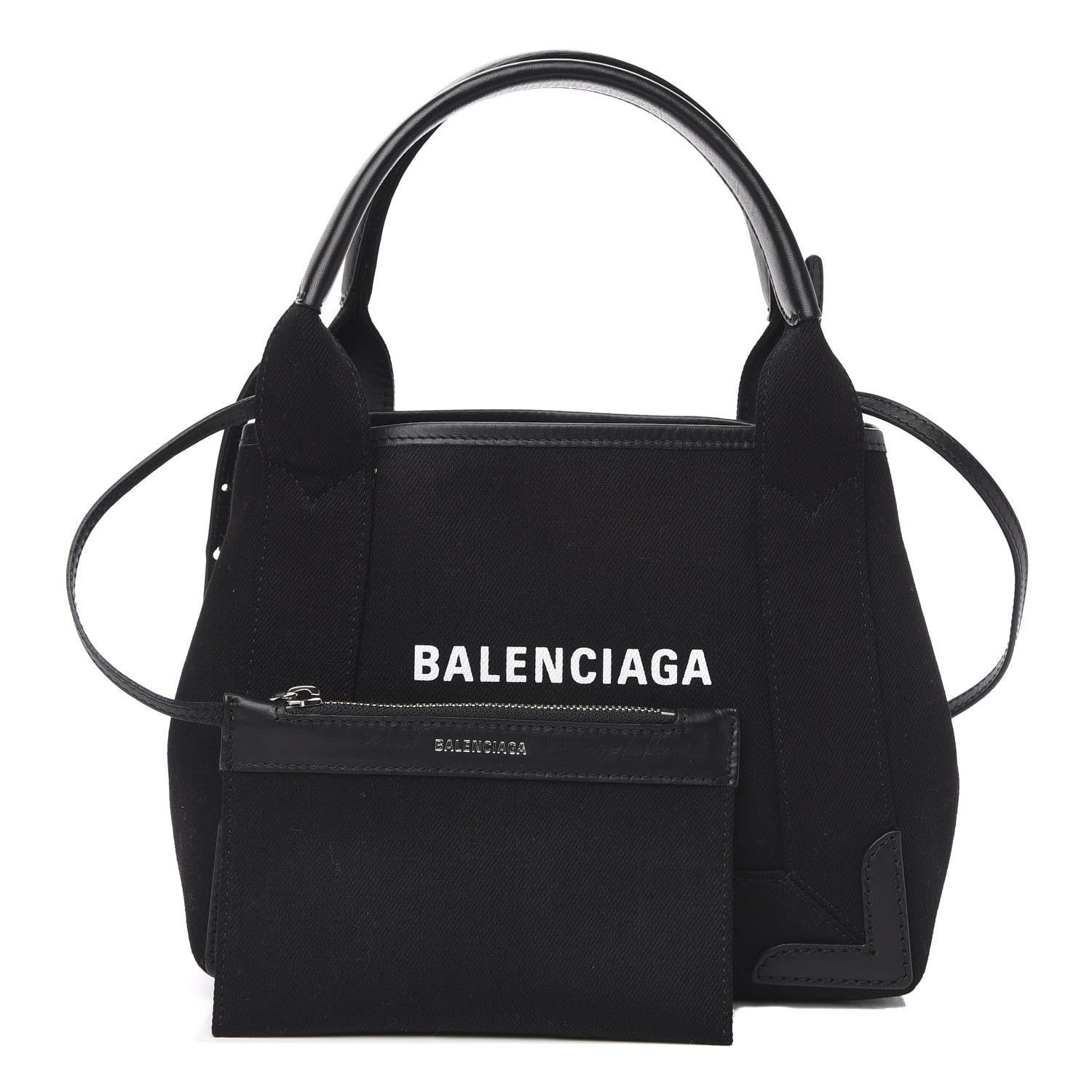 Balenciaga Cotton Canvas Calfskin Navy Cabas XS Black 1 of 11