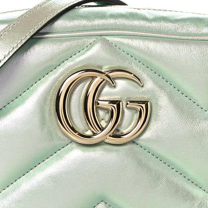 Gucci Iridescent Nappa Chevron Matelasse Small GG Marmont Chain Shoulder Bag Iridescent Salvy Green 8 of 10