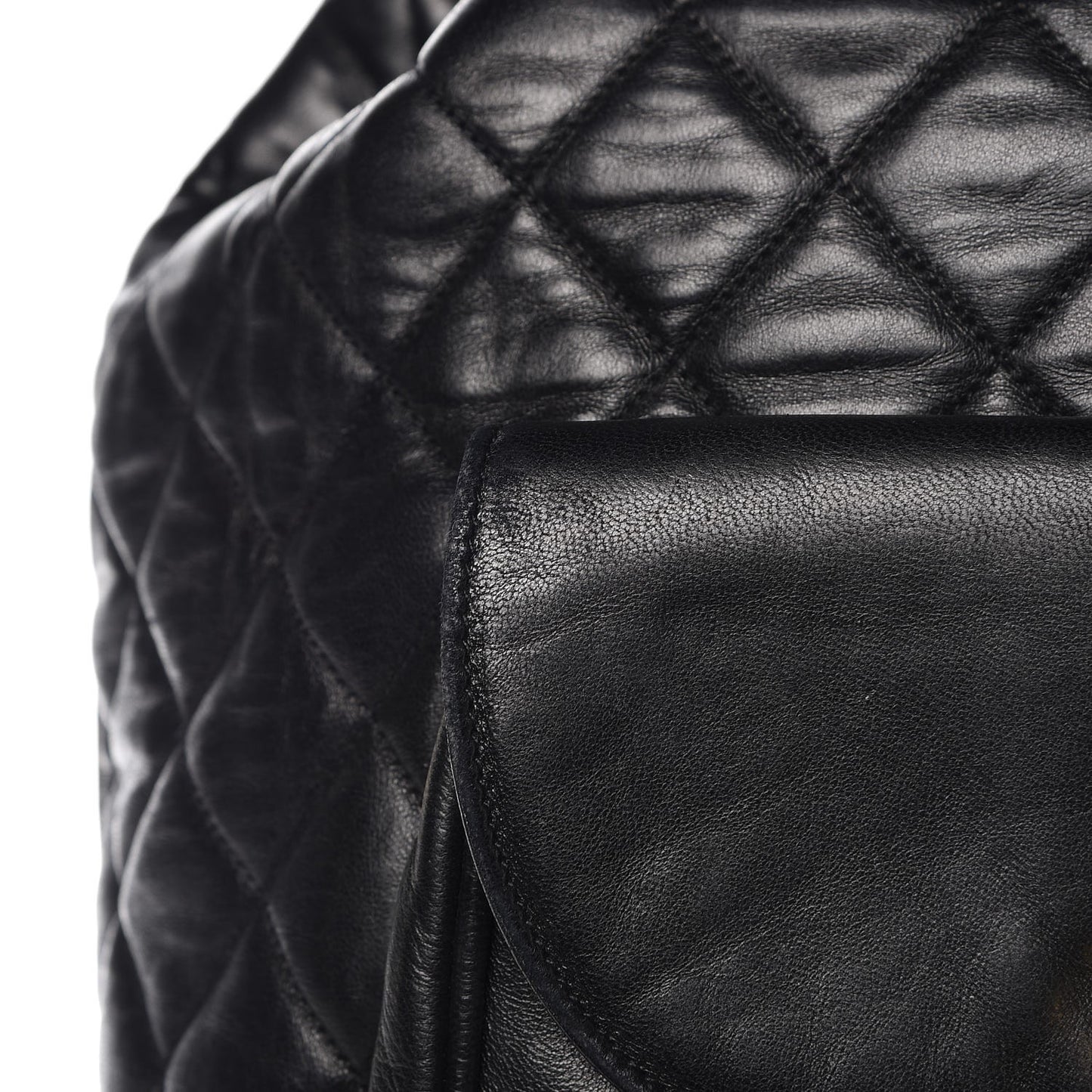 Lambskin Quilted Drawstring Backpack Black