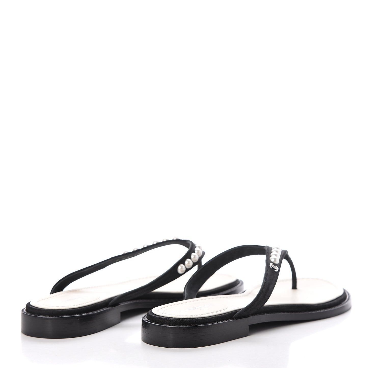 Suede Pearl Thong Sandals 37.5 Black