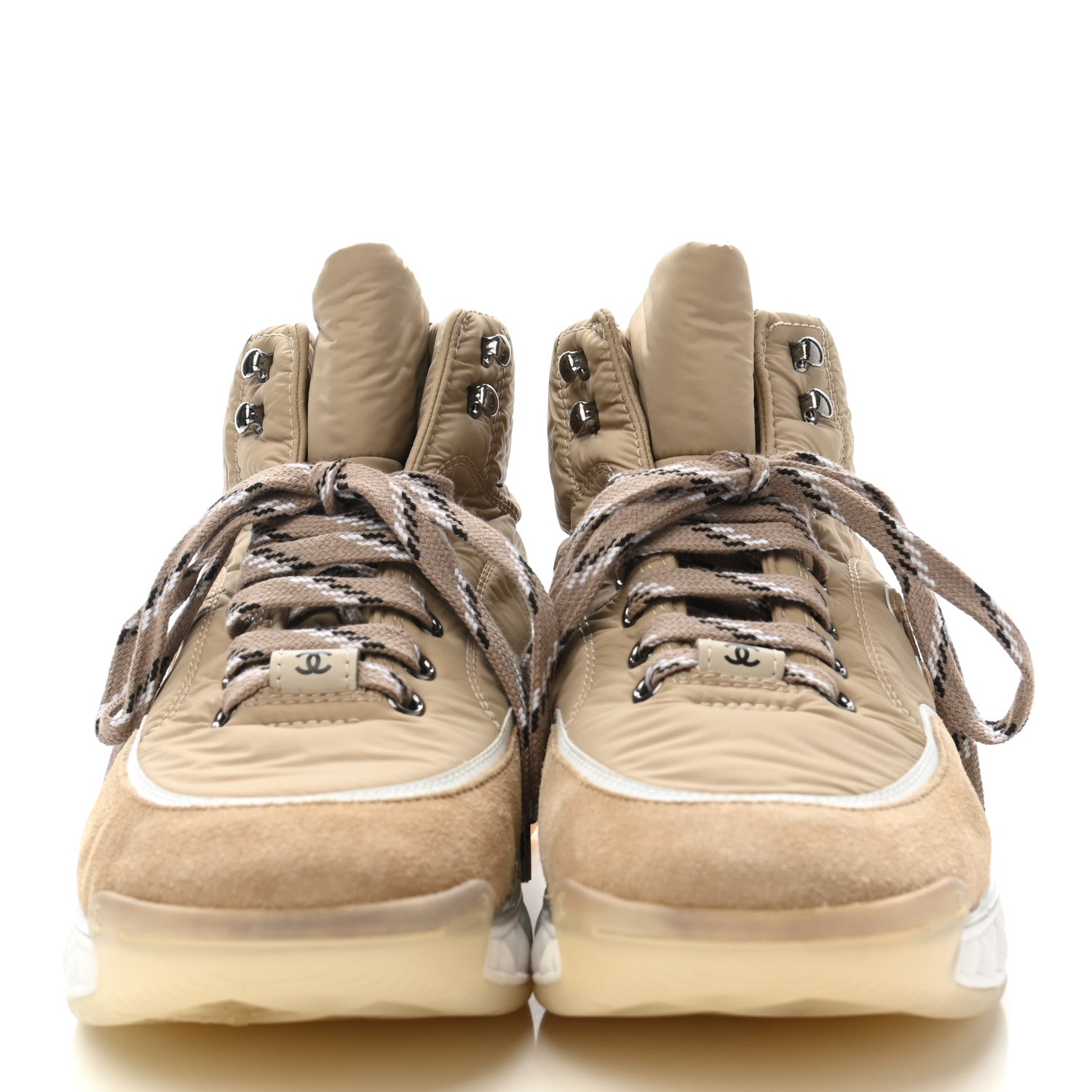 Chanel Fabric Suede Womens CC Sneakers 40 Beige 2 of 9