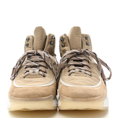 Chanel Fabric Suede Womens CC Sneakers 40 Beige 2 of 9