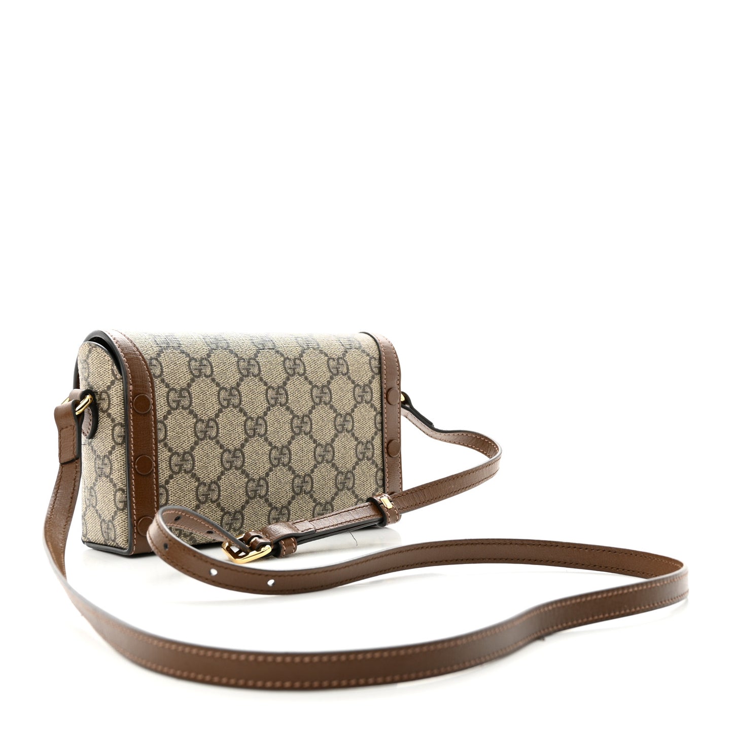 GG Supreme Monogram Mini Horsebit 1955 Shoulder Bag Beige Brown Sugar