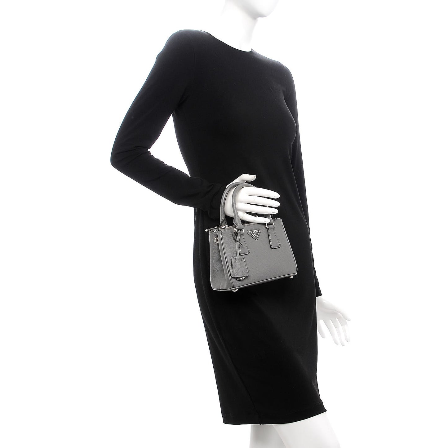 Saffiano Mini Galleria Double Zip Tote Marmo