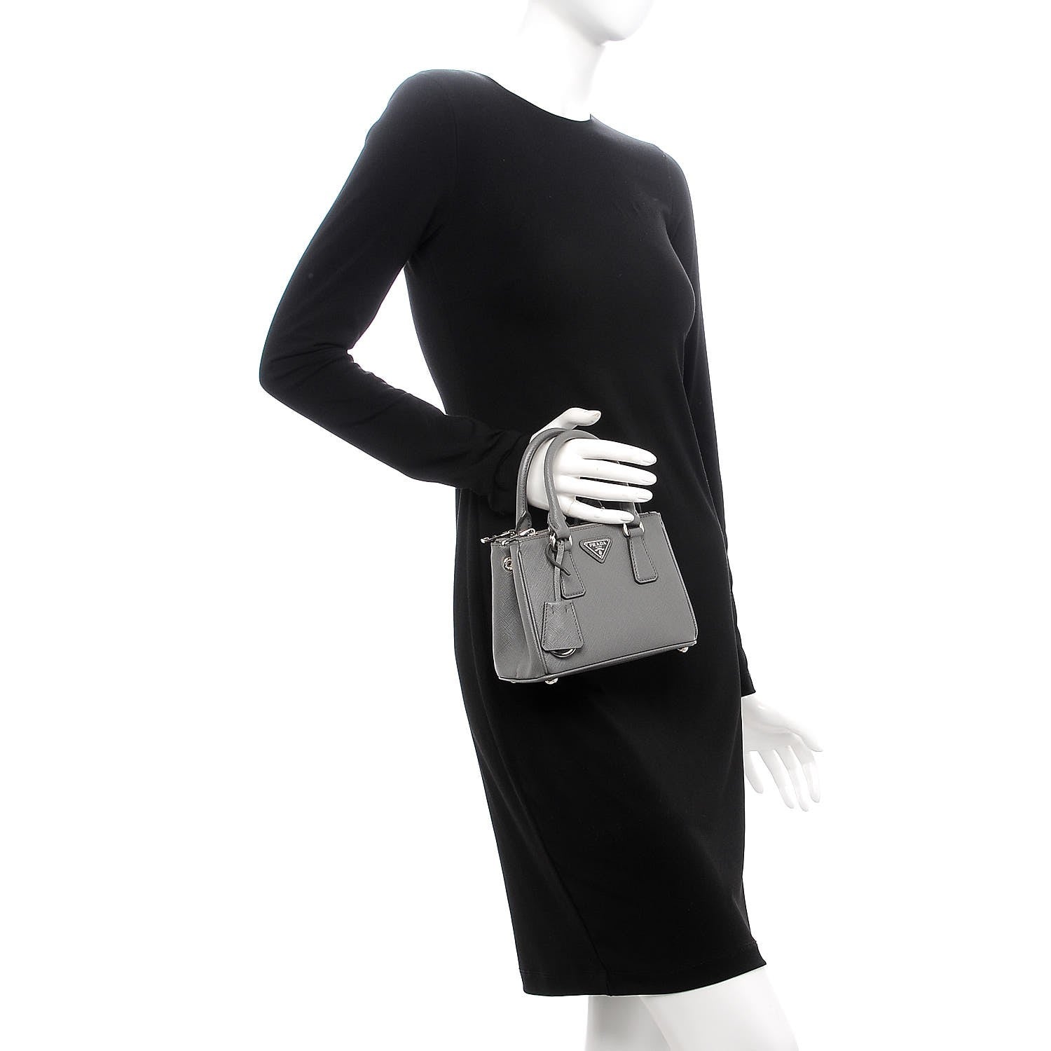 Prada Saffiano Mini Galleria Double Zip Tote Marmo 3 of 9