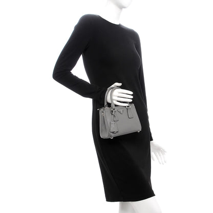 Prada Saffiano Mini Galleria Double Zip Tote Marmo 3 of 9