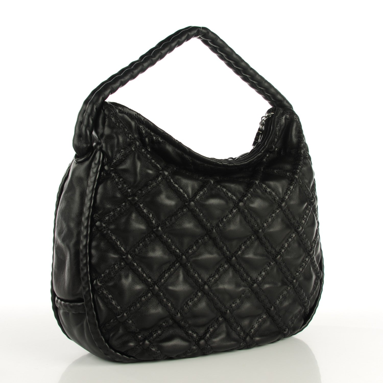 Chanel Lambskin Quilted Hidden Chain Hobo Black 3 of 7