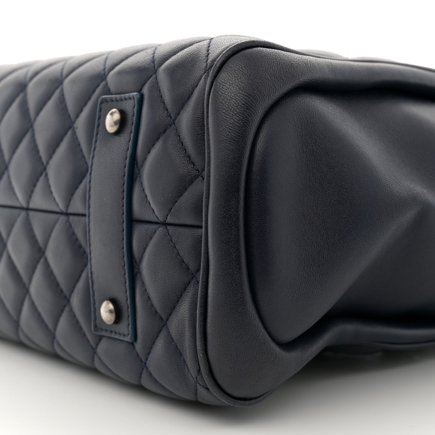 Chanel Lambskin Quilted Shopping Tote Navy 10 of 13