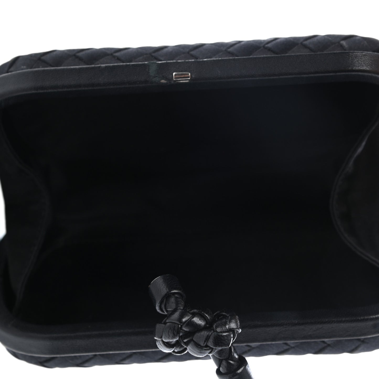 Satin Intreccio Impero Knot Clutch Black