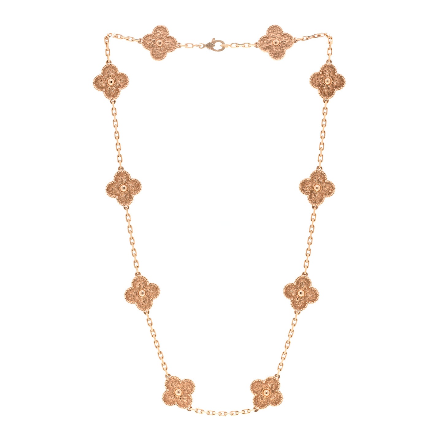 18K Rose Gold 10 Motifs Vintage Alhambra Necklace