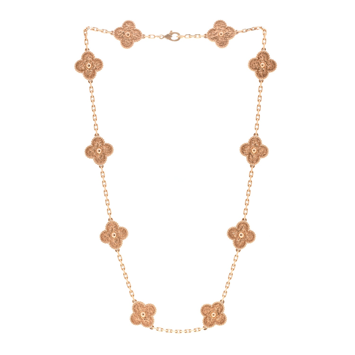 Van Cleef & Arpels 18K Rose Gold 10 Motifs Vintage Alhambra Necklace 3 of 6