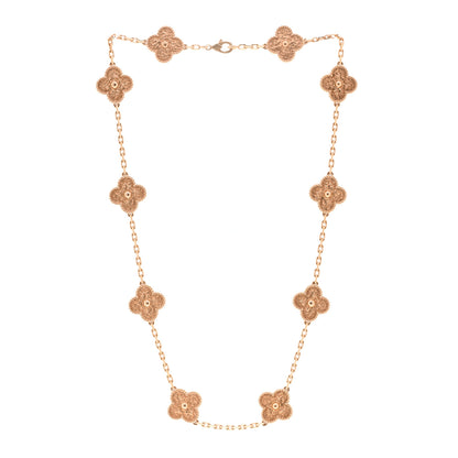 Van Cleef & Arpels 18K Rose Gold 10 Motifs Vintage Alhambra Necklace 3 of 6