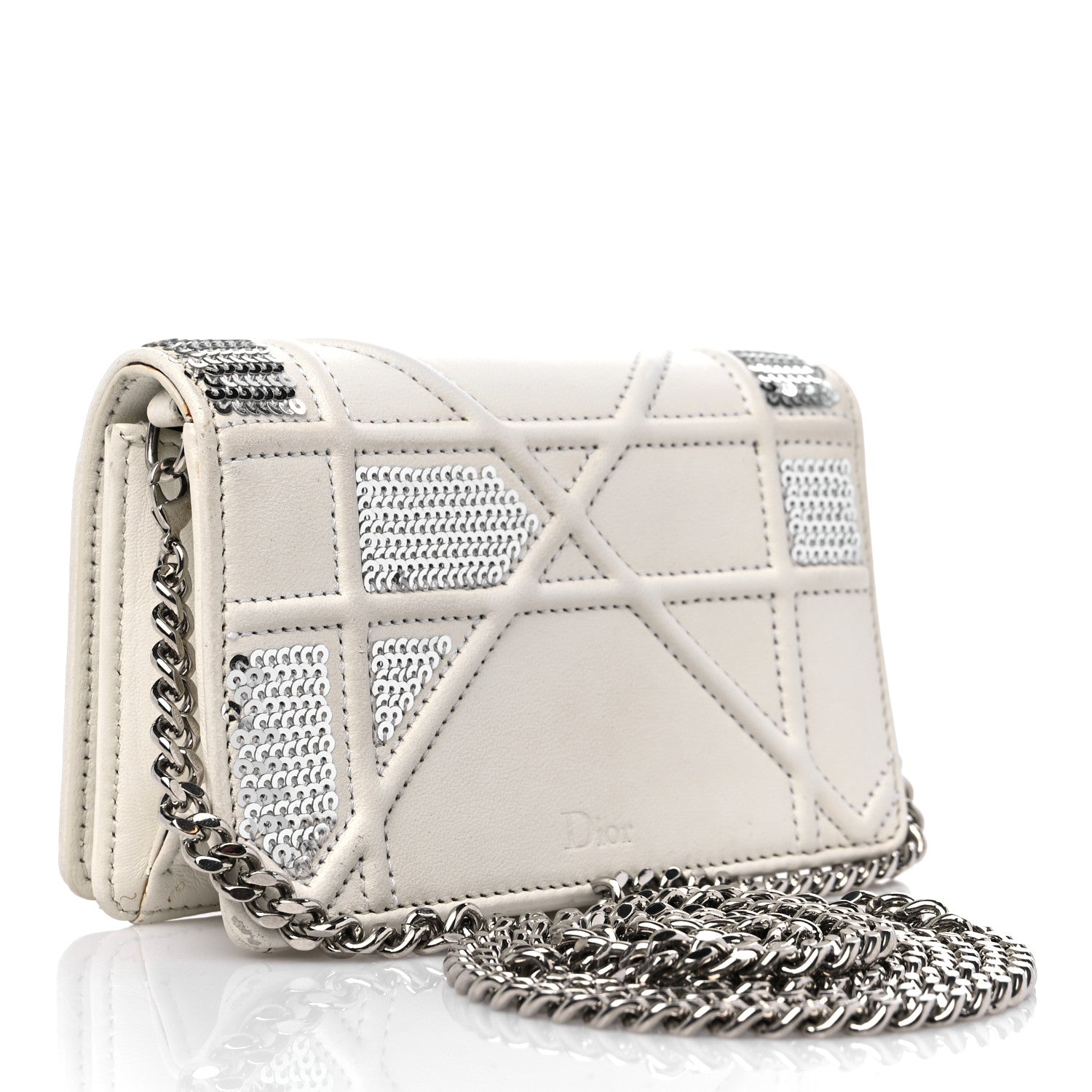 Christian Dior Lambskin Sequin Baby Diorama Flap Bag White 2 of 12