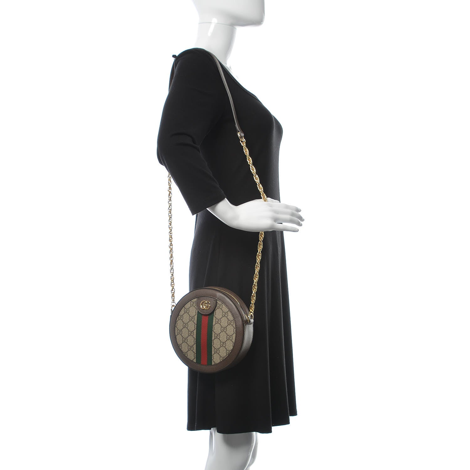 Gucci GG Supreme Monogram Web Mini Ophidia Round Shoulder Bag Brown 2 of 9