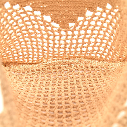 Prada Yarn Raffia Effect Crochet Logo Embroidered Tote Bag Naturale 5 of 12