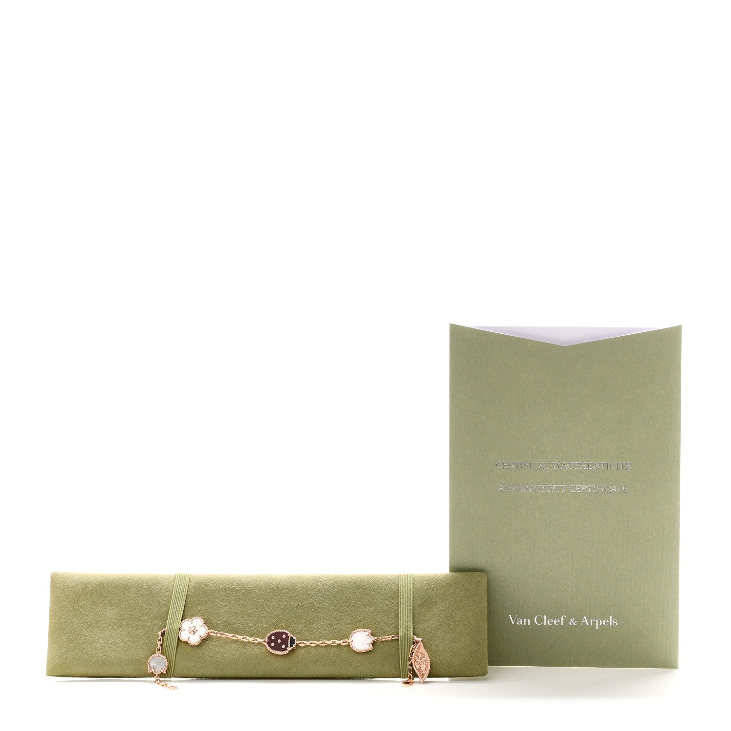 Van Cleef & Arpels 18K Rose Gold Carnelian Mother of Pearl Onyx 5 Motifs Lucky Spring Bracelet 5 of 5