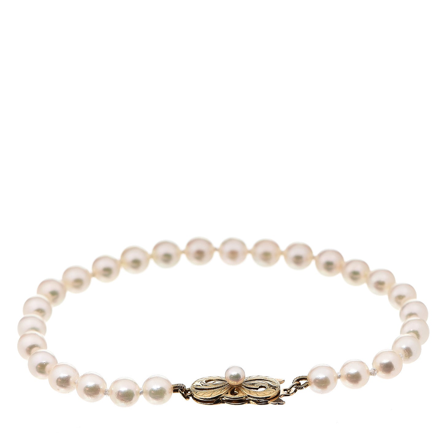 18K Yellow Gold Akoya Pearl 5.5-6mm Strand Bracelet