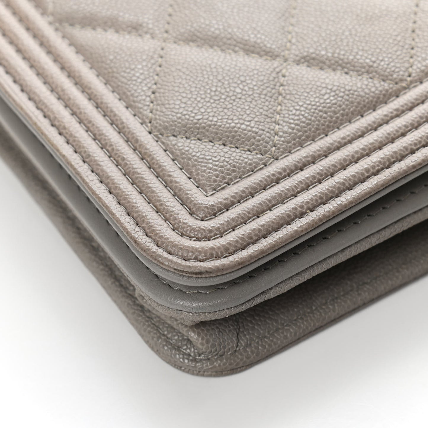 Caviar Quilted Boy Wallet On Chain WOC Grey