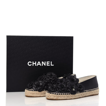 Chanel Lambskin Camellia CC Espadrilles 37 Black 9 of 9