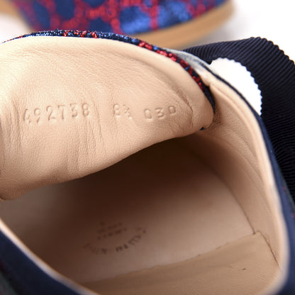 Gucci Lurex Calfskin Web GG Monogram Mens Falacer Sneakers 8.5 Iridescent Blue Iridescent Red Silver 10 of 11