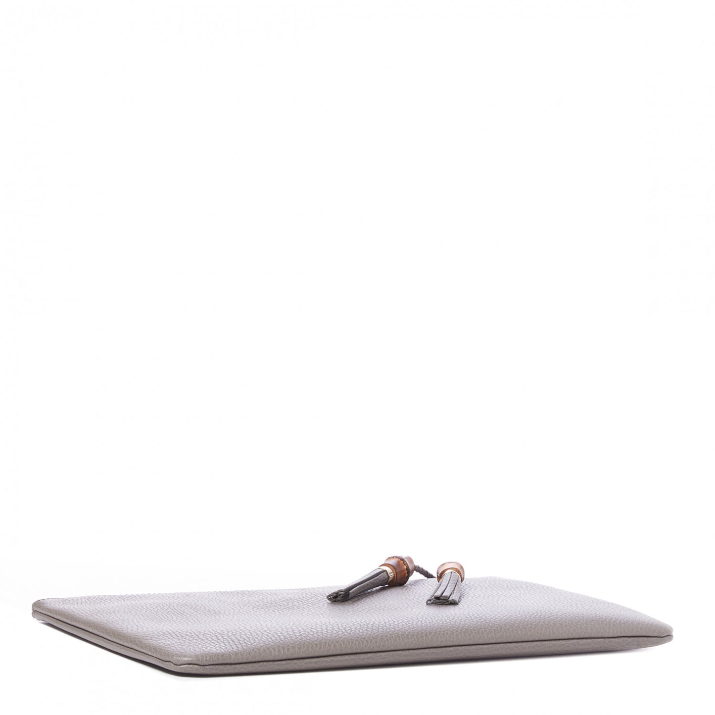 Calfskin Large Bamboo Clutch Grey