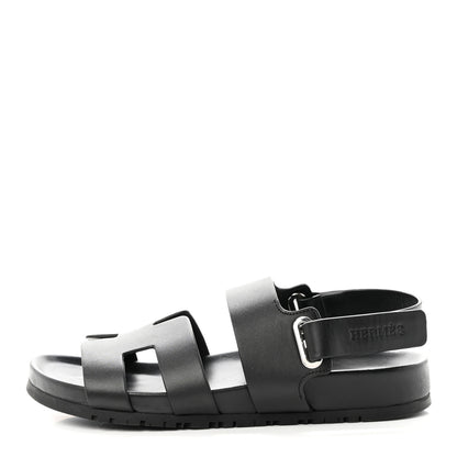 Hermes Calfskin Womens Takara Sandals 38 Black 1 of 12