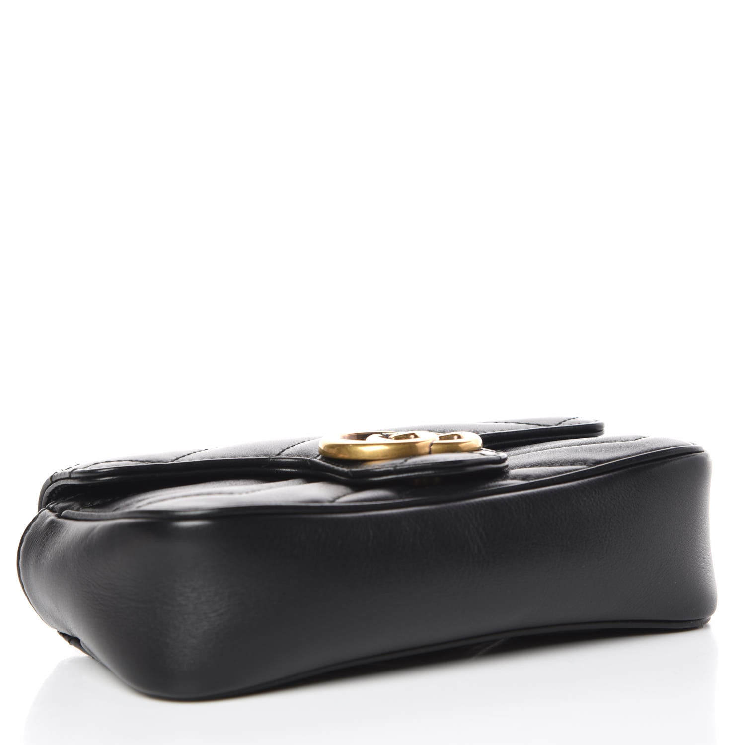 Gucci Calfskin Matelasse Super Mini GG Marmont Shoulder Bag Black 4 of 9