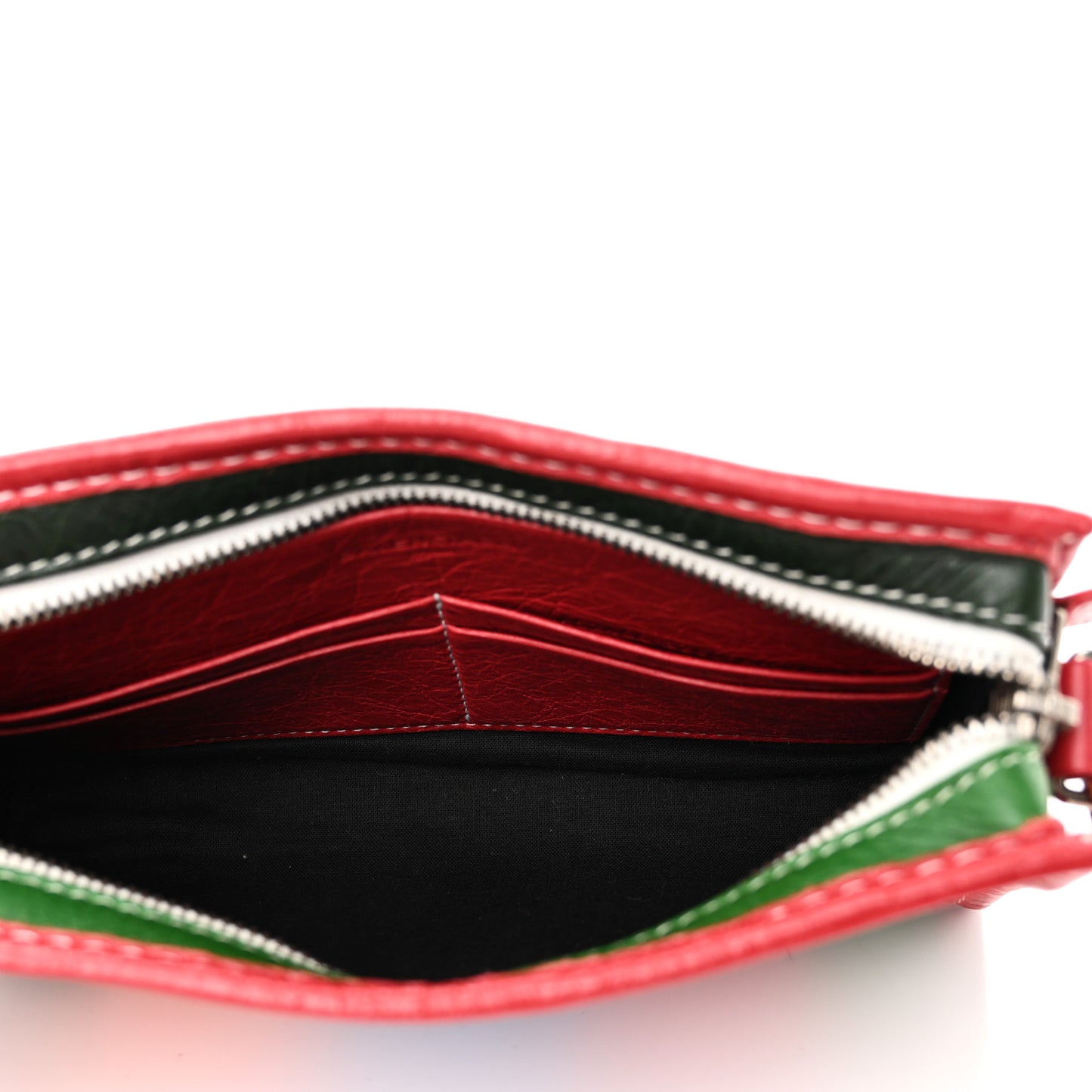 Veau Arena Multicolore Bazar Strap Clutch Vert Emeraude Black