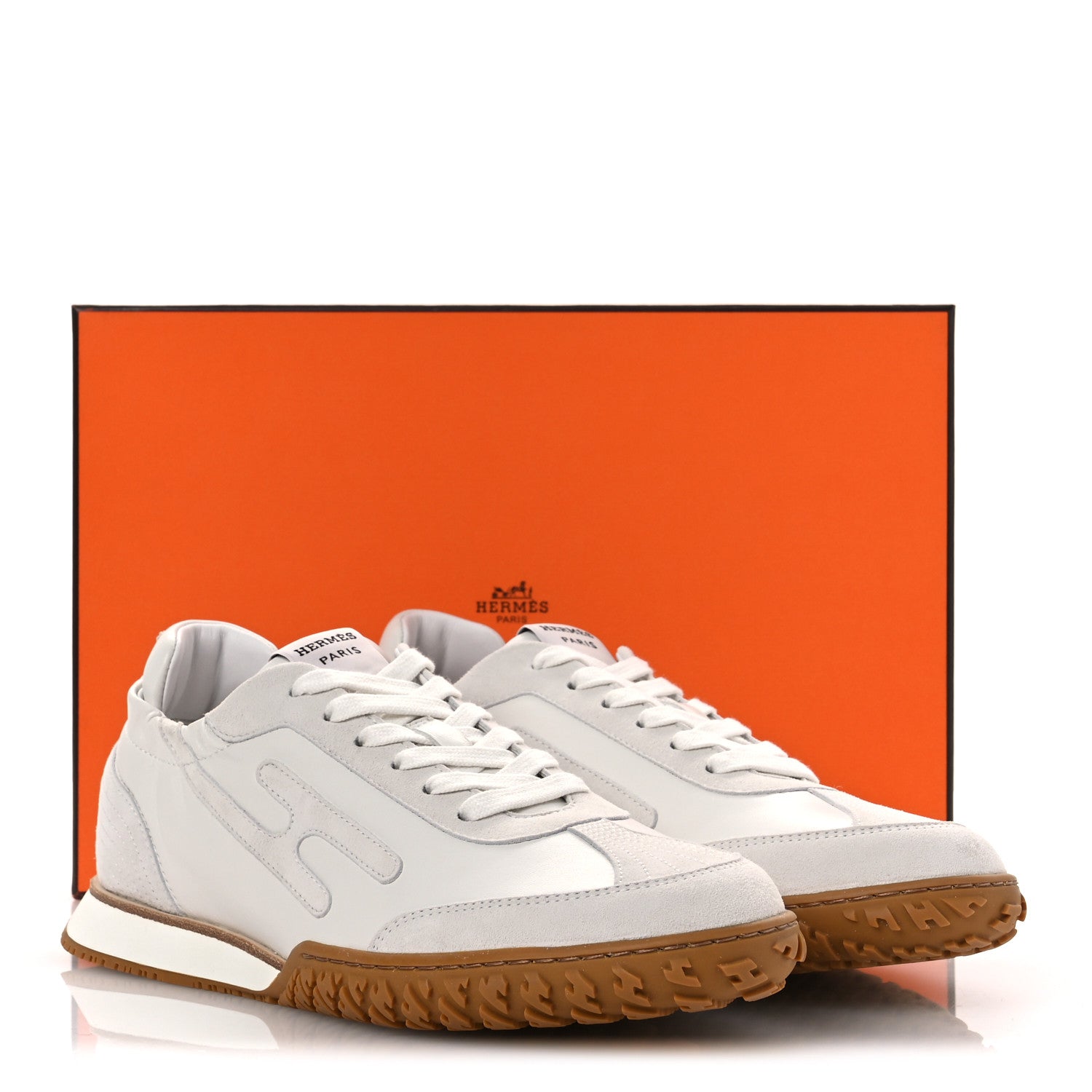 Hermes Nappa Suede Goatskin Jet Sneakers 40 White 1778452