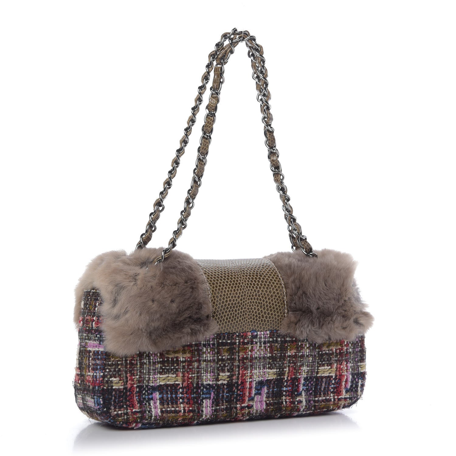 Chanel Rabbit Fur Tweed Lizard Small Fantasy Flap Multicolor 3 of 9