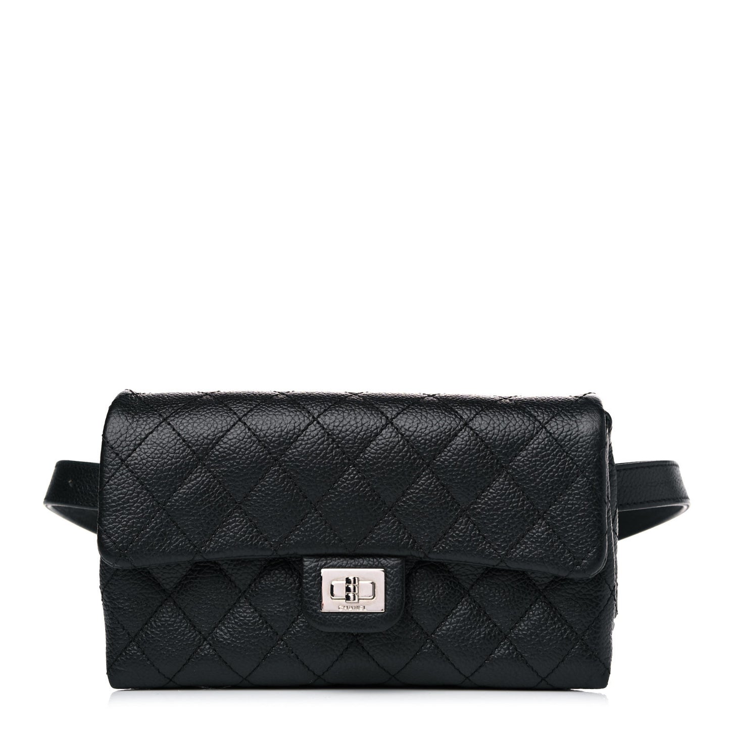 Grained Calfskin Quilted 2.55 Reissue Flap Belt Bag Clutch Black
