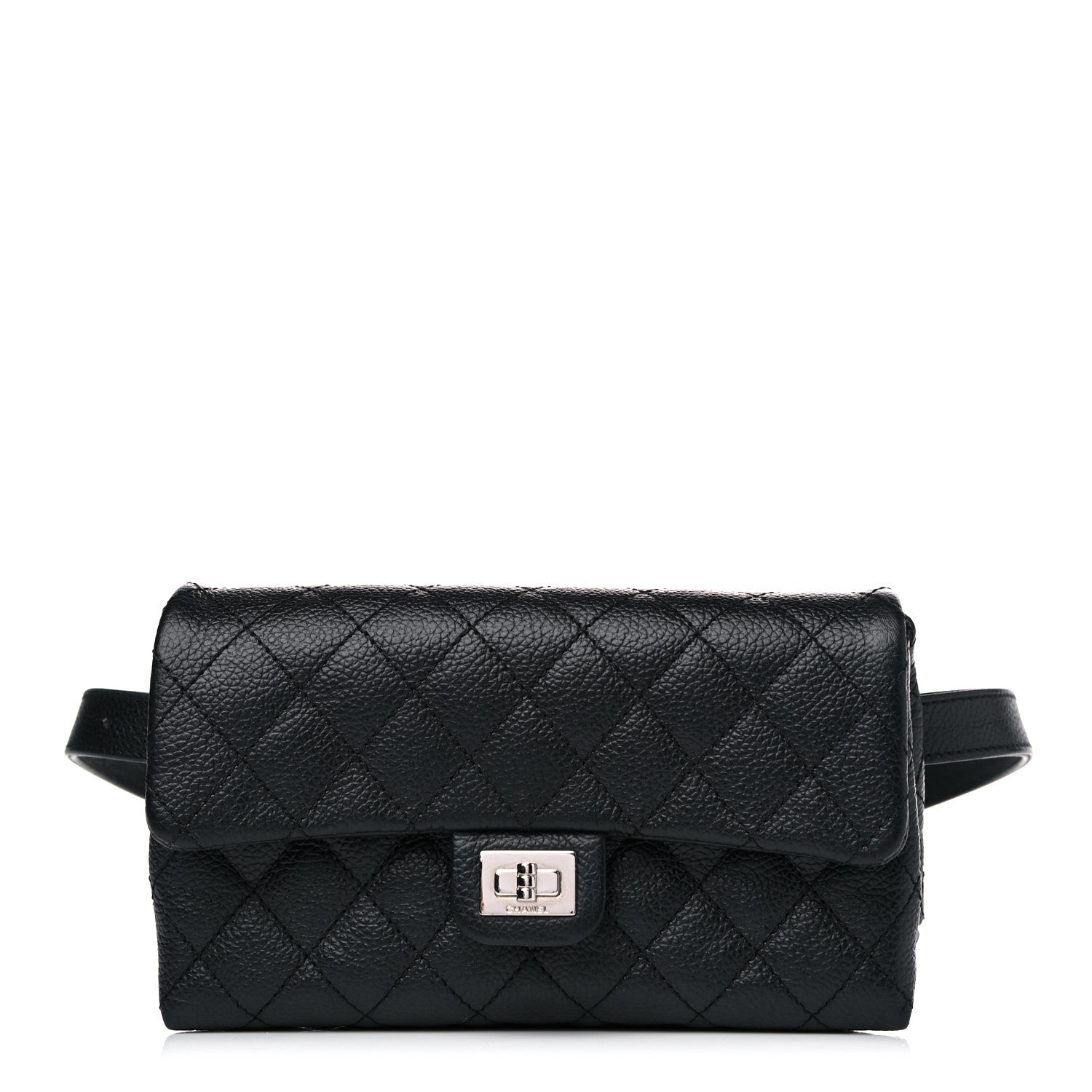 Chanel Grained Calfskin Quilted 2.55 Reissue Flap Belt Bag Clutch Black 1 of 17