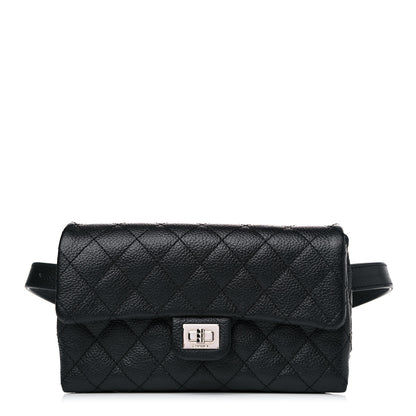 Chanel Grained Calfskin Quilted 2.55 Reissue Flap Belt Bag Clutch Black 1 of 17