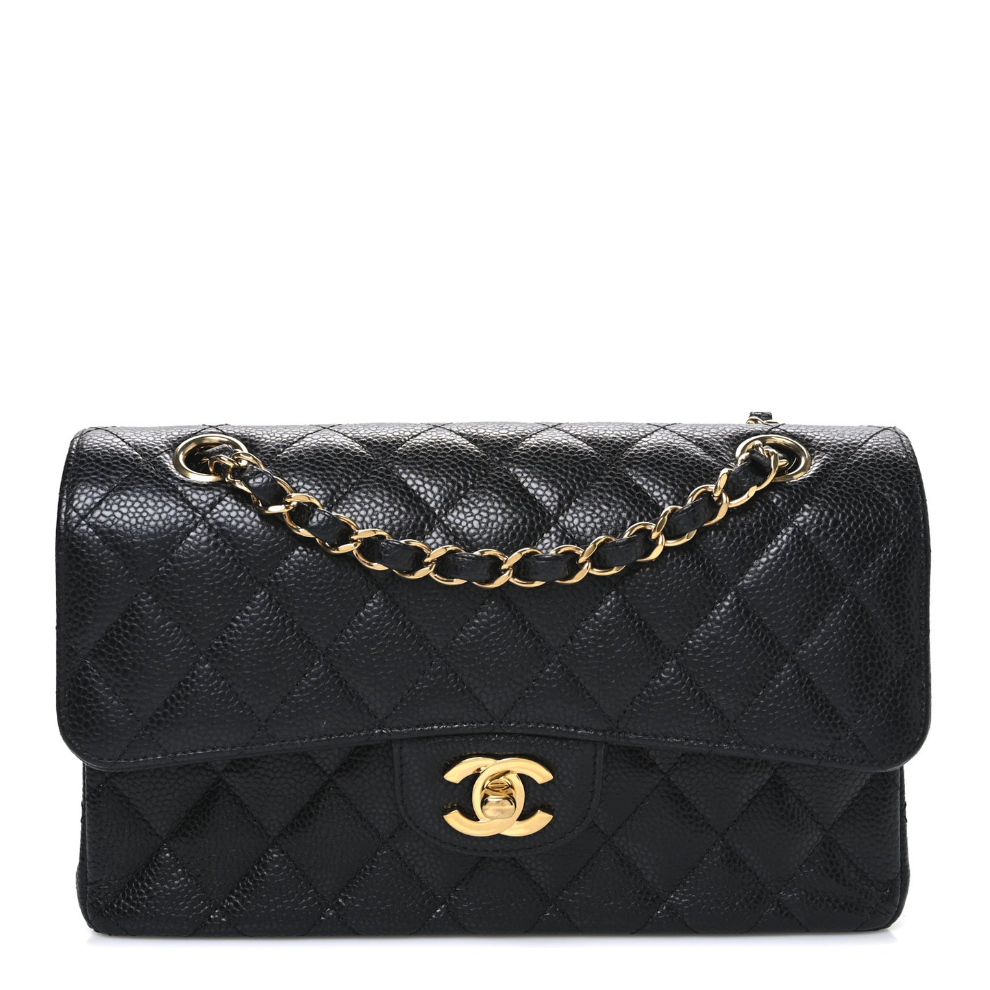 Caviar Quilted Small Double Flap Black