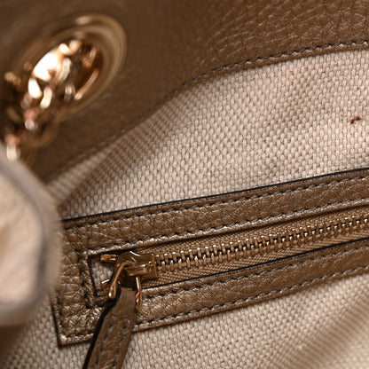 Gucci Metallic Pebbled Calfskin Medium Soho Chain Shoulder Bag Golden Beige 13 of 13