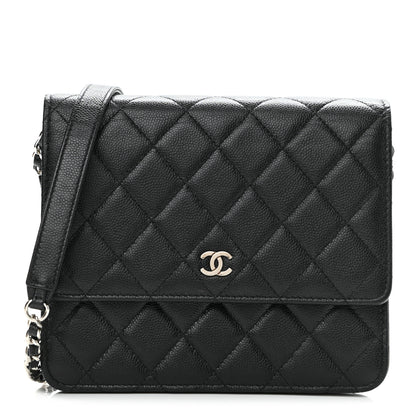 Chanel Caviar Quilted Square Wallet On Chain WOC Black 1 of 12