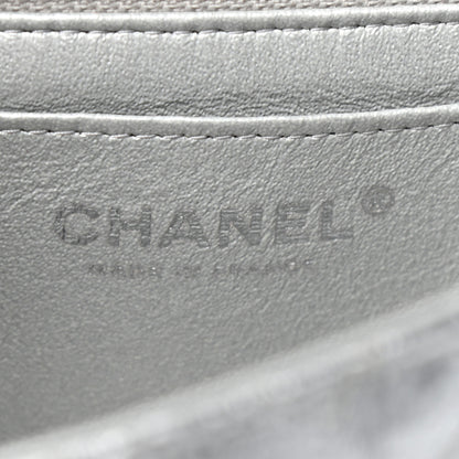 Chanel Patent Metallic Crumpled Calfskin Chevron Quilted Mini Rectangular Flap Silver 7 of 11
