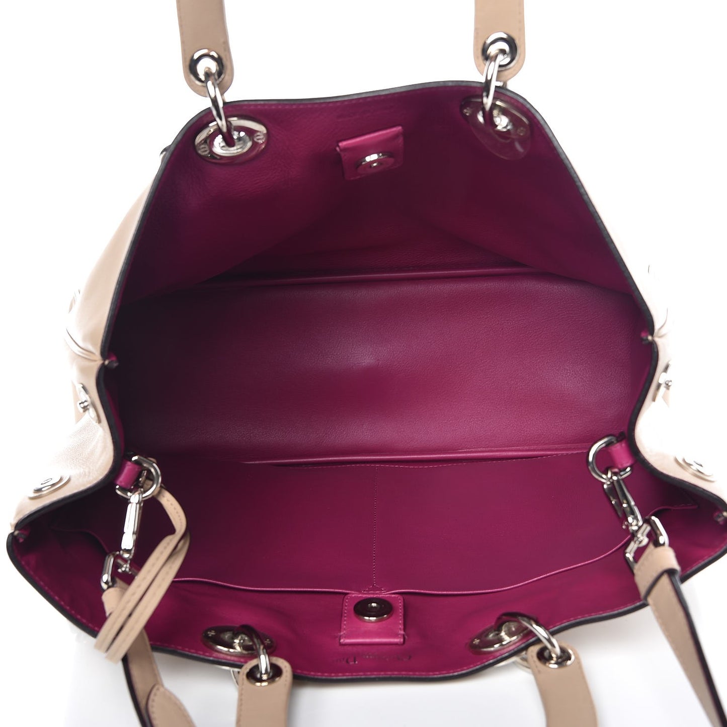 Smooth Calfskin Large Diorissimo Tote Beige Fuchsia