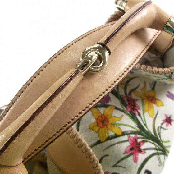 Gucci Canvas Flora Floral Large Horsebit Chain Hobo White 6 of 12