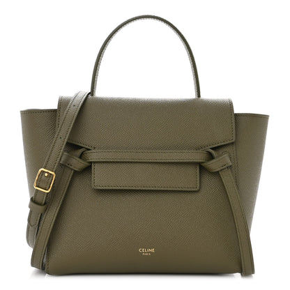 Celine Grained Calfskin Nano Belt Bag Army Green 1 of 10