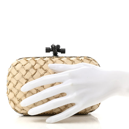 Bottega Veneta Ayers Nappa Fringe Intrecciato Knot Clutch Grey Beige 3 of 6