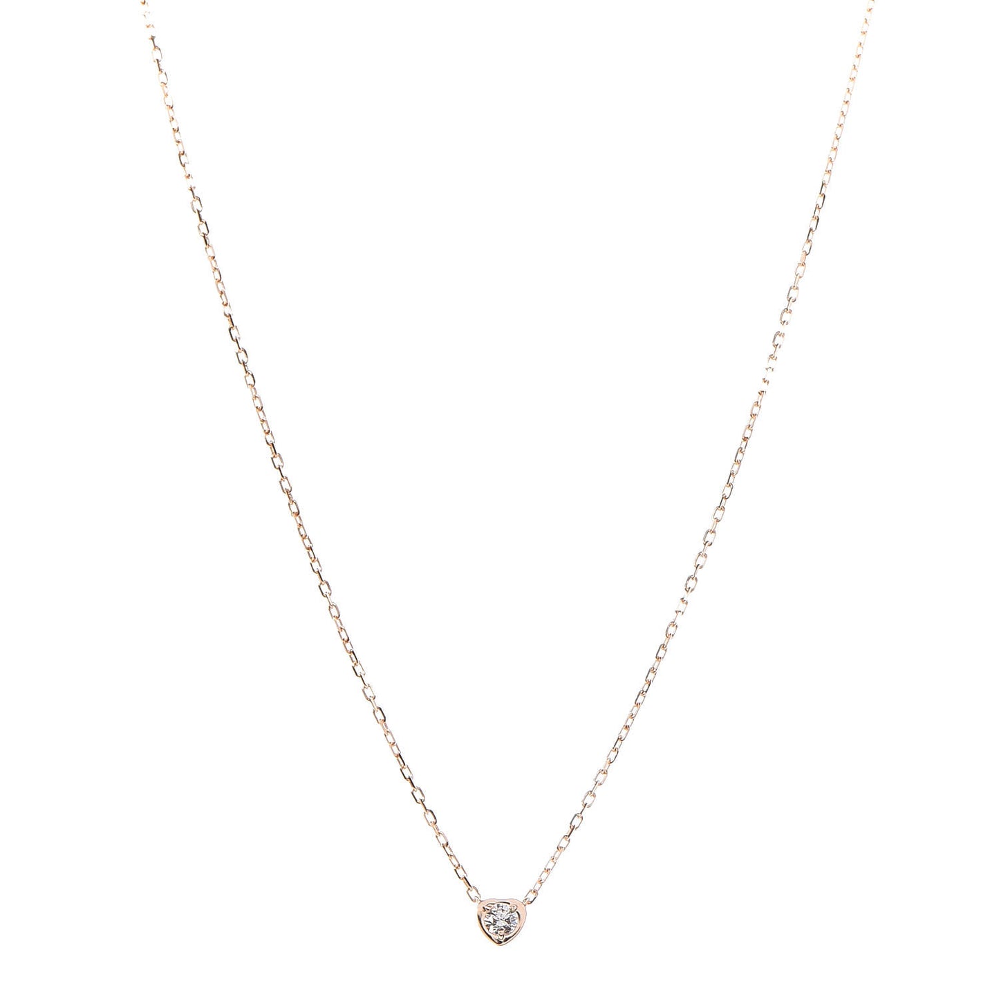 18K Pink Gold Diamond D'Amour Heart Pendant Necklace