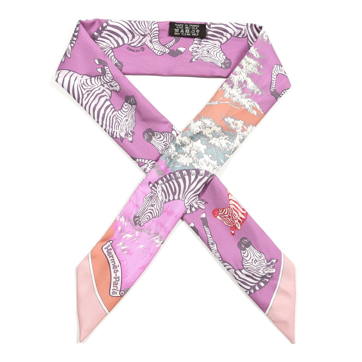 Silk Les Zebres Twilly Bordeaux Mauve Rose Poudre Parme