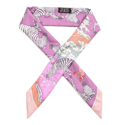 Hermes Silk Les Zebres Twilly Bordeaux Mauve Rose Poudre Parme 1 of 3