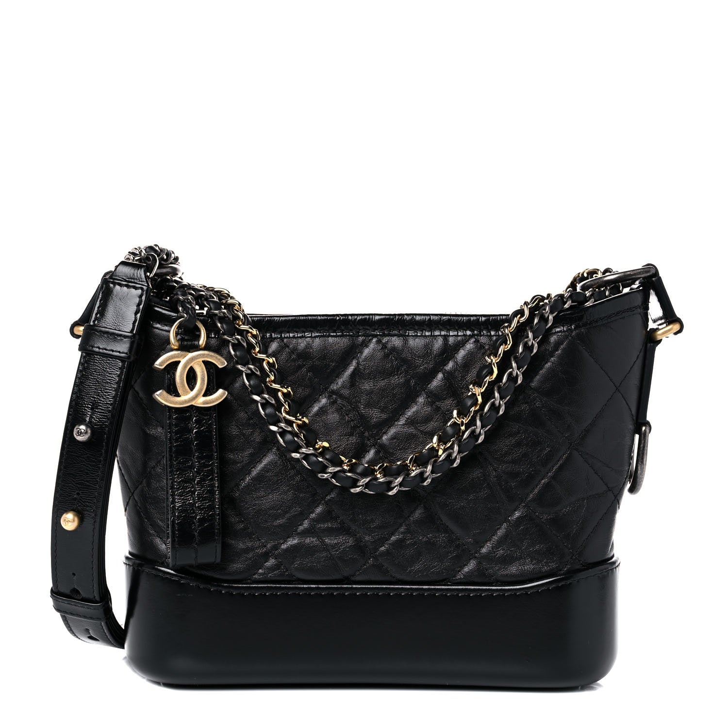 Chanel Aged Calfskin Quilted Small Gabrielle Hobo Black 1 of 11