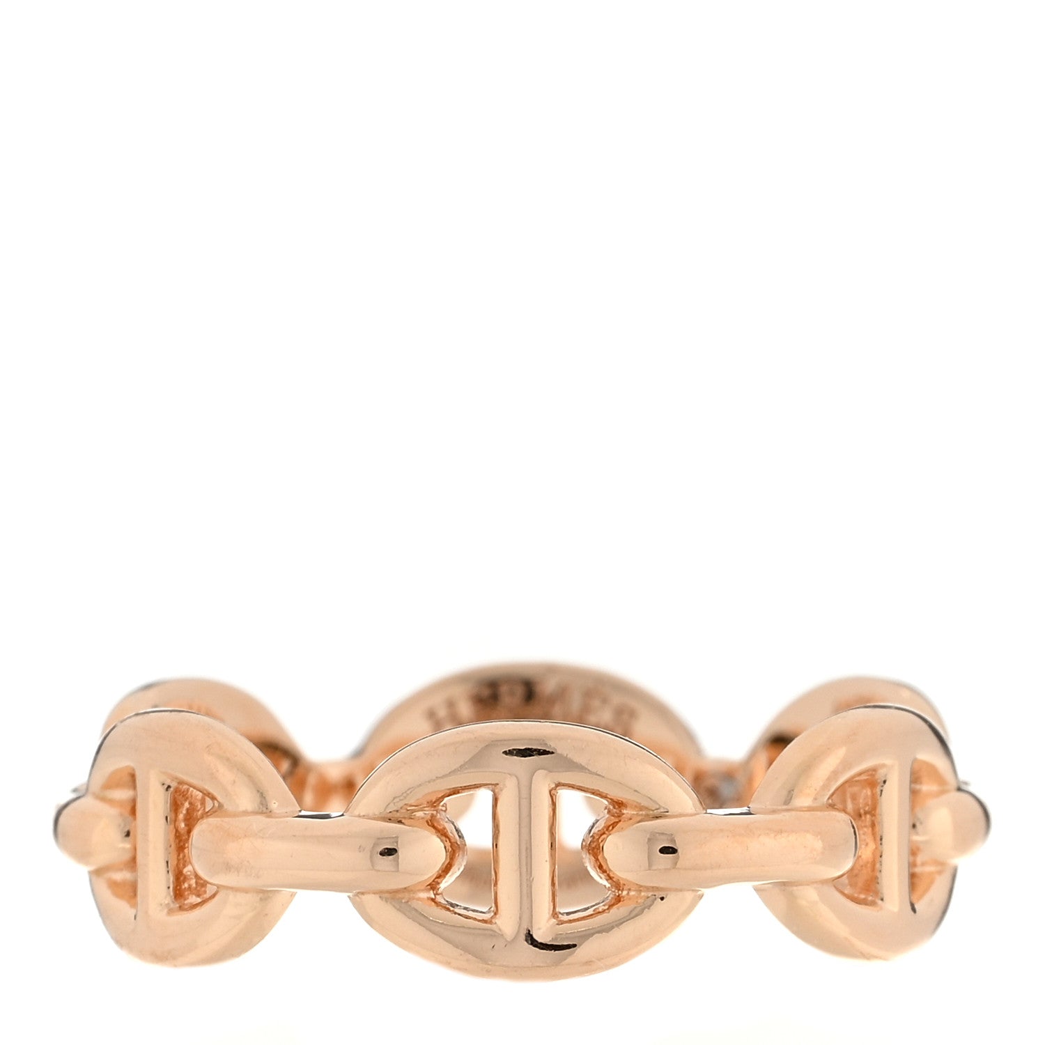 Hermes 18K Rose Gold PM Chaine d'Ancre Enchainee Ring 53 6.5 1 of 5