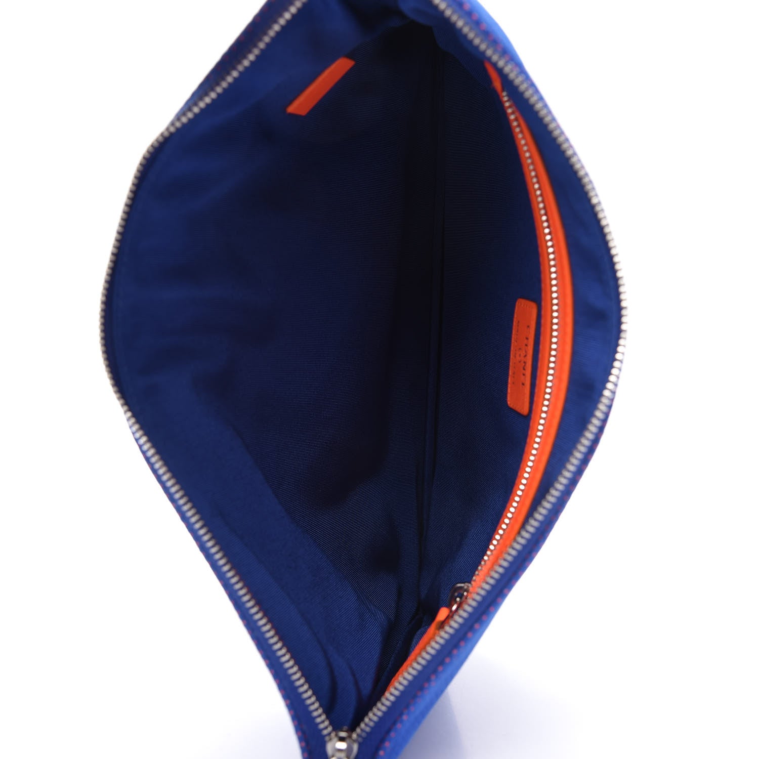 Chanel Mixed Fibers Medium Deauville Pouch Clutch Blue Orange 5 of 10