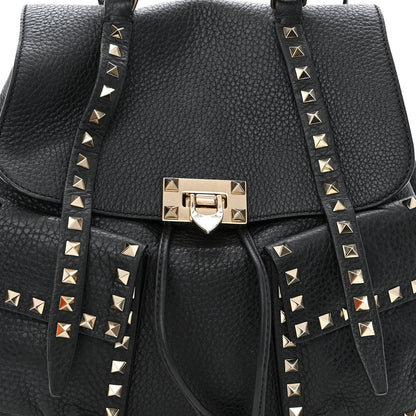 Valentino Garavani Pebbled Calfskin Rockstud Double Pocket Backpack Black 8 of 11