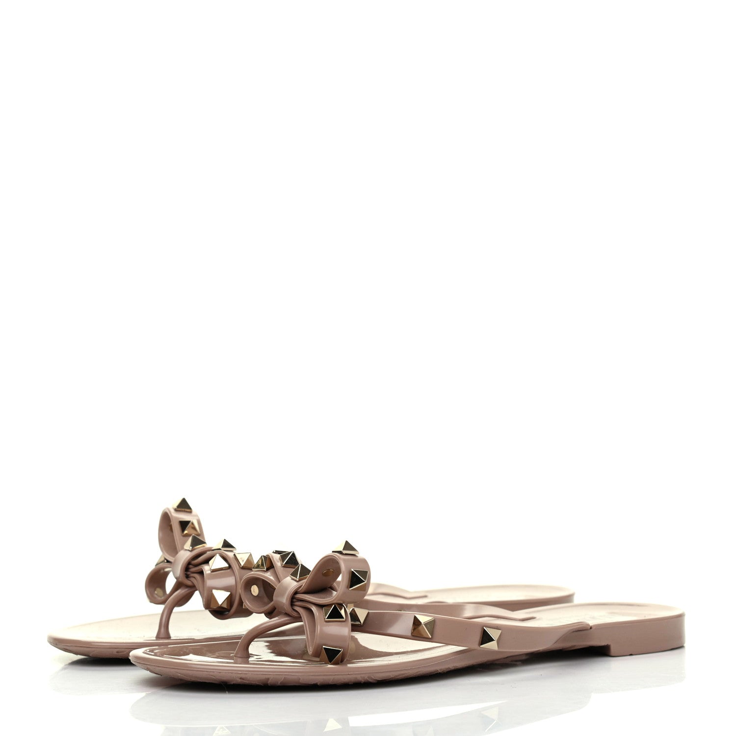 Valentino Garavani PVC Jelly Rockstud Bow Thong Sandals 37 Poudre 3 of 7